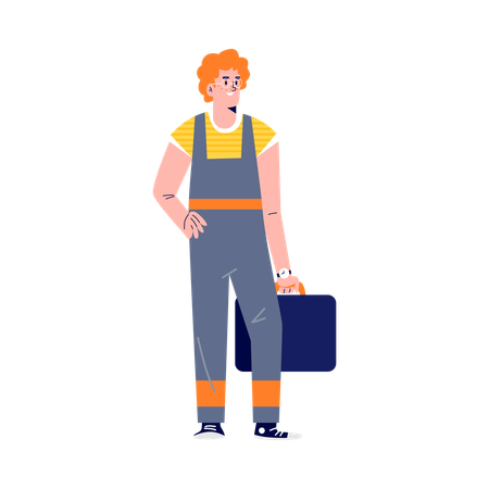 Worker mechanic of repair shop or car service  Illustration