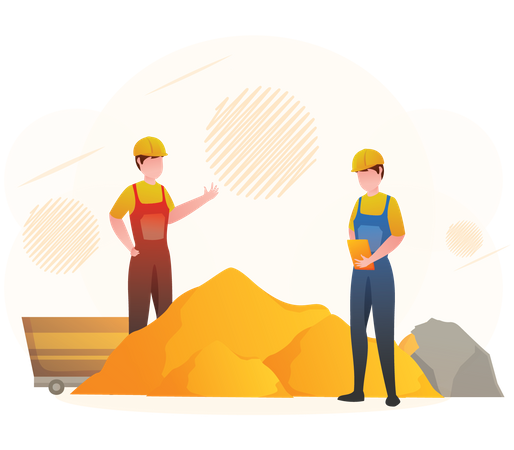 Worker mining gold Illustration