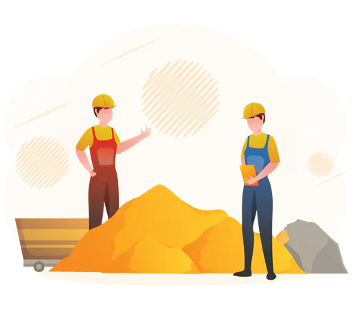 Worker mining gold  Illustration