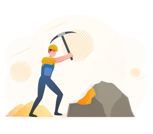 Worker mining gold  Illustration