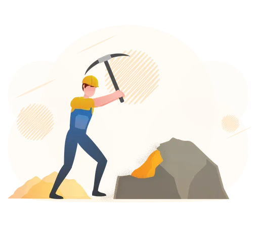 Worker mining gold  Illustration