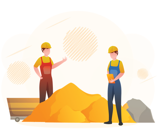 Worker mining gold  Illustration