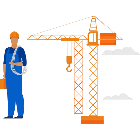 Worker ready for construction work  Illustration