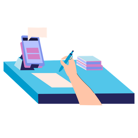 Worker recording incoming product orders  Illustration