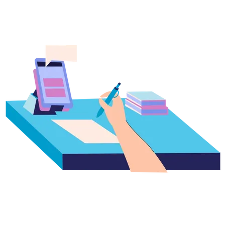 Worker recording incoming product orders  Illustration