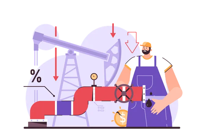 Energy Resources Price Decline Recession Significant Widespread And Prolonged Economic Stagnation Caused By Gas And Fuel Costs Economical Activity Decline Flat Vector Illustration Illustration