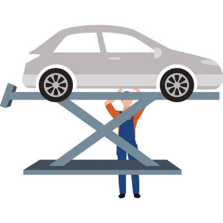 Worker servicing vehicle  Illustration