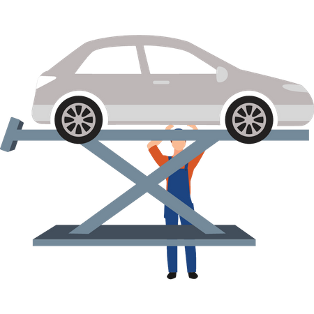 Worker servicing vehicle  Illustration