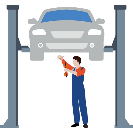 Worker servicing vehicle  Illustration