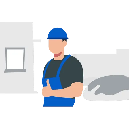 Worker Showing Thumbs Up Illustration