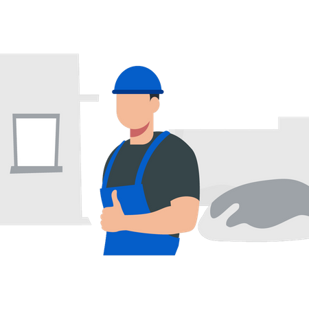 Worker showing thumbs up  Illustration