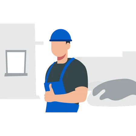 Worker showing thumbs up  Illustration