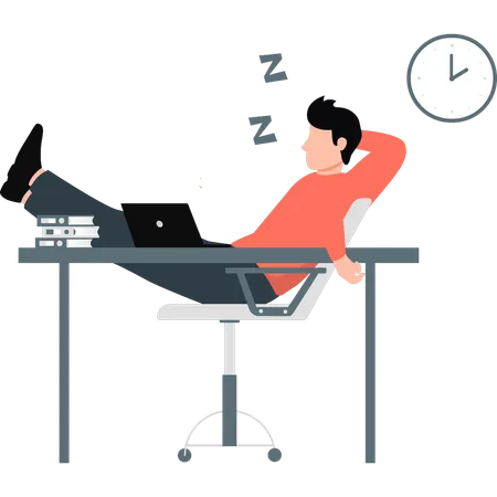 Worker sleeping while break  Illustration