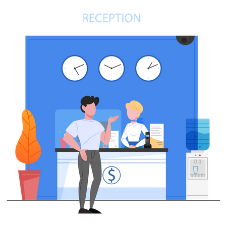 Worker standing at the counter  Illustration