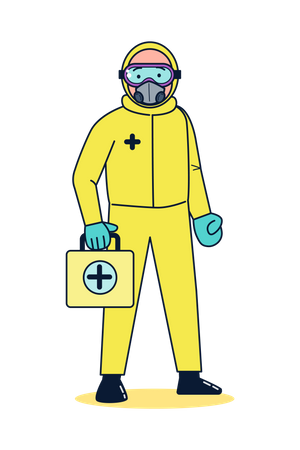 Worker wearing germ-resistant clothing Illustration