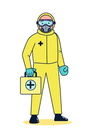 Worker wearing germ-resistant clothing  Illustration