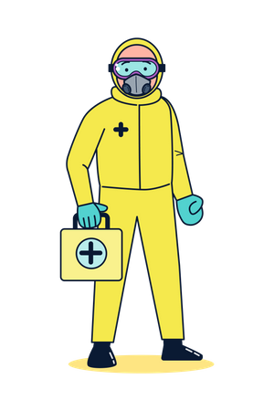 Worker wearing germ-resistant clothing  Illustration