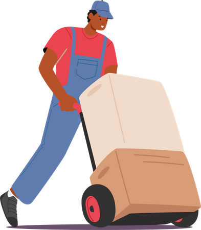 Worker with Cargo trolley Illustration