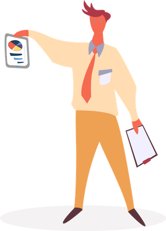 Worker with Diagram Report of Appointments  Illustration