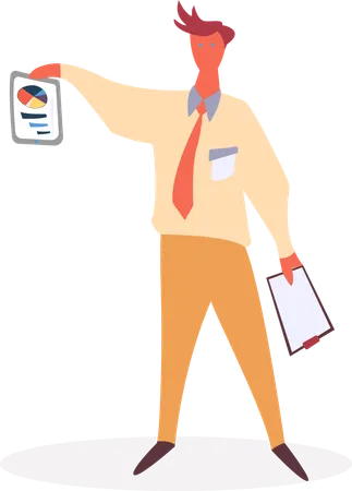 Worker with Diagram Report of Appointments  Illustration