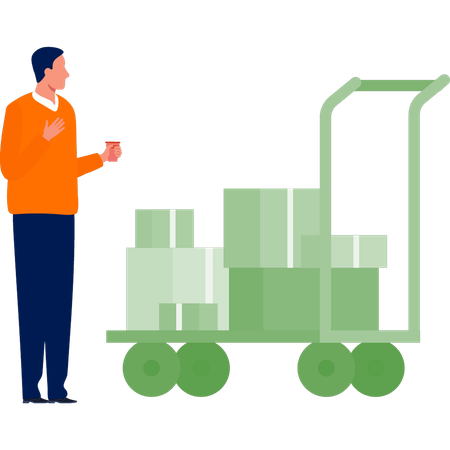 Worker with luggage carrier  Illustration