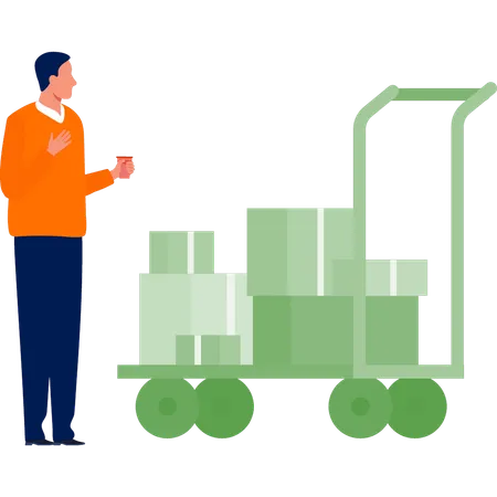 Worker with luggage carrier  Illustration