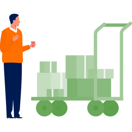 Worker with luggage carrier  Illustration