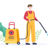 cleaner with various cleaning tools illustration svg