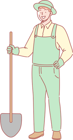 Worker with shovel  Illustration