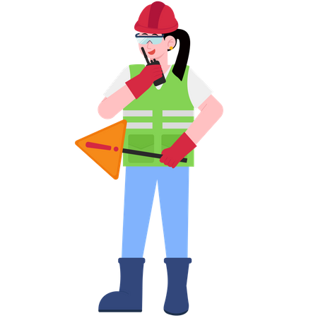 Worker Woman In Safety  Illustration