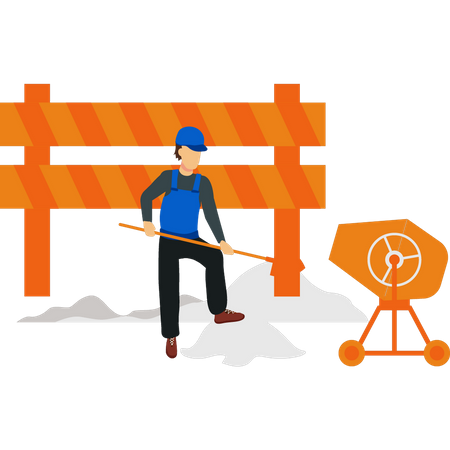 Worker working at construction site  Illustration