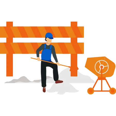 Worker working at construction site  Illustration