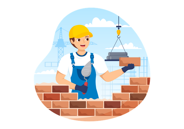 Worker working at construction site  Illustration