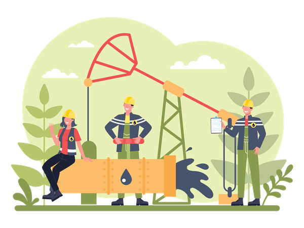 Worker working in oil production industry  Illustration