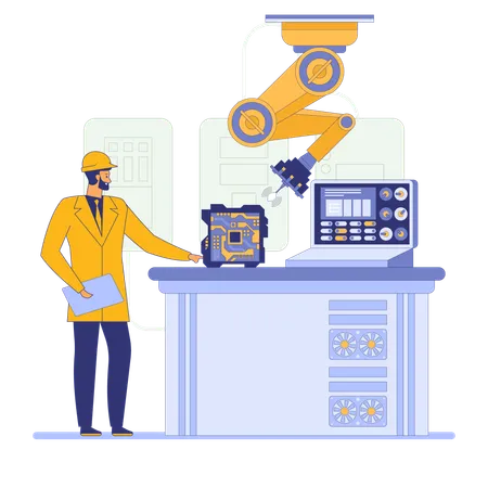 Worker working on circuit board  Illustration