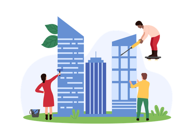 建設現場で働く労働者  イラスト