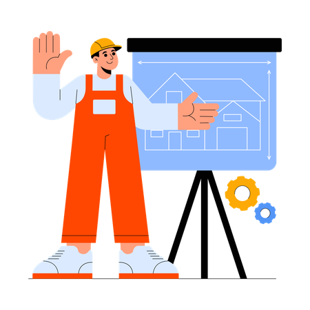 Worker working on Construction Project  Illustration