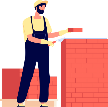 Worker working on construction site Illustration