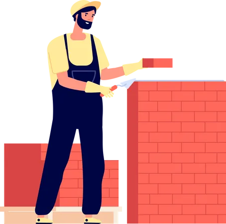 Worker working on construction site Illustration