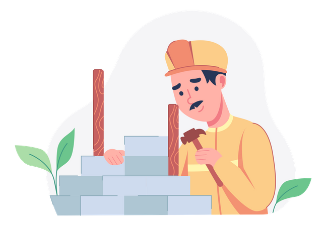 Worker working on construction site  Illustration