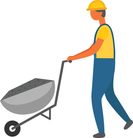 Worker working with carriage building material  Illustration