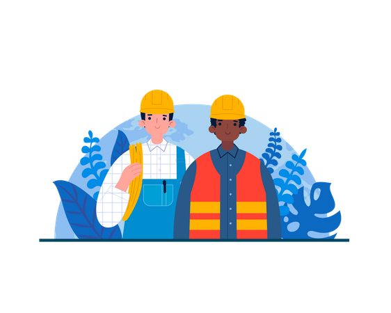 Workers And Architect Illustration