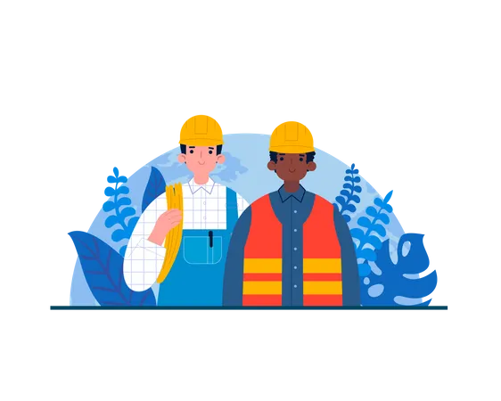 Workers And Architect  Illustration