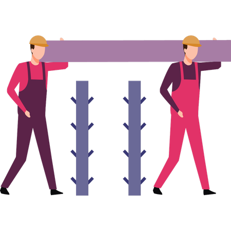 Workers are carrying wood  Illustration