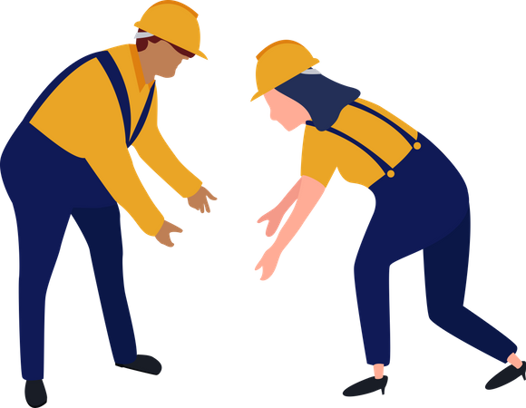 Workers bending down  Illustration