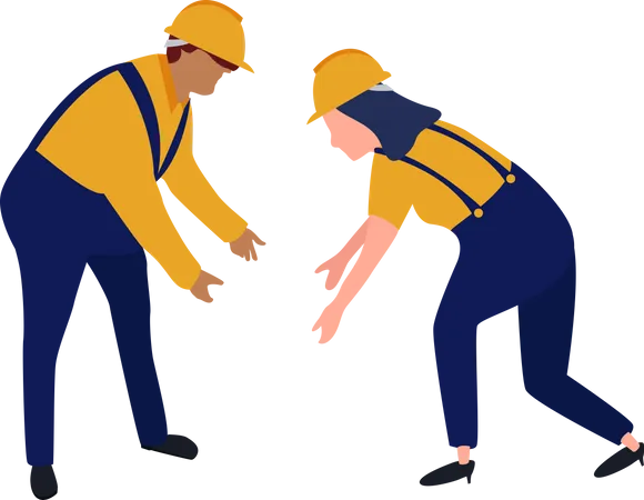 Workers bending down  Illustration