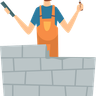 illustration workers building wall