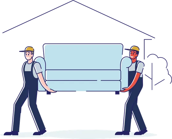 Workers carry couch to new home  Illustration