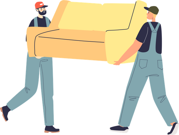 Workers carry couch to new home  Illustration