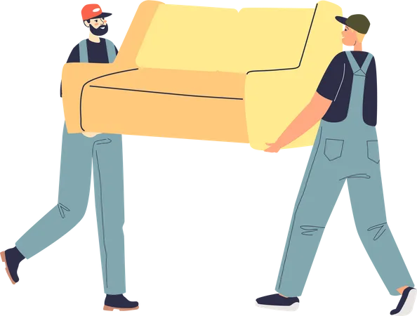 Workers carry couch to new home  Illustration